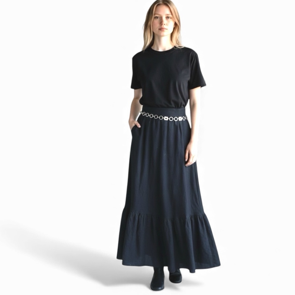 Ann Taylor Linen Rayon Blend Flowing Midi Skirt